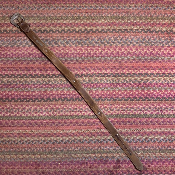 1995 VINTAGE JUSTINS BROWN LEATHER EMBROIDERED CONCHO WESTERN COWBOY BELT - Picture 10 of 10